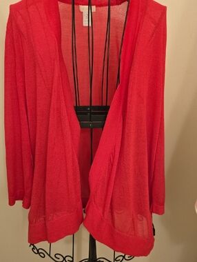 Chico's Bright Pink Open-Front Lightweight Cardigan Size 12